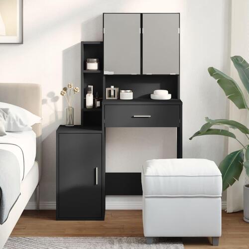 Makeupbord med skab 80x35x132 cm sort
