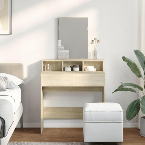 Makeupbord med spejl 80x41x144,5 cm sonoma-eg