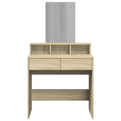 Makeupbord med spejl 80x41x144,5 cm sonoma-eg