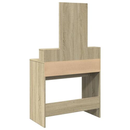 Makeupbord med spejl 80x41x144,5 cm sonoma-eg