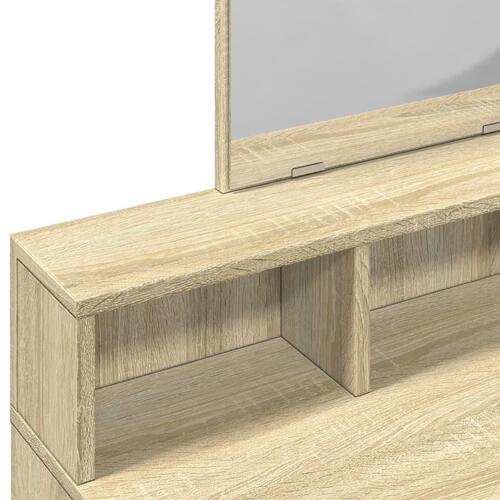 Makeupbord med spejl 80x41x144,5 cm sonoma-eg