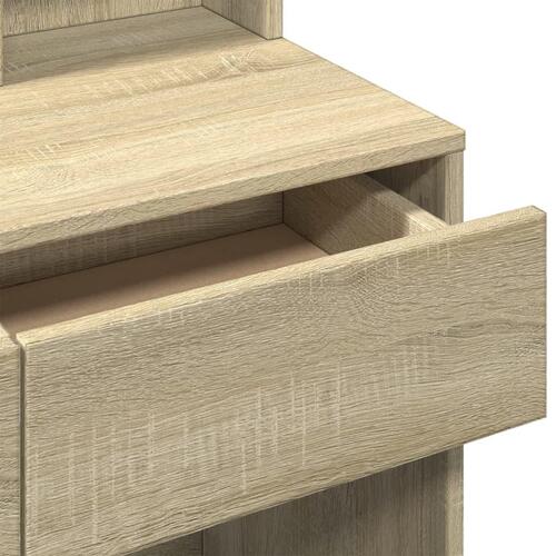 Makeupbord med spejl 80x41x144,5 cm sonoma-eg