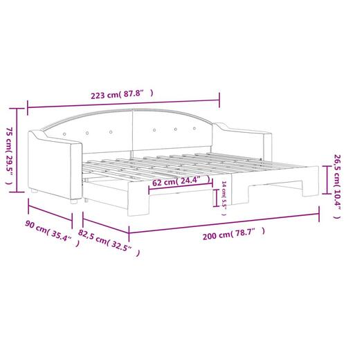 Daybed med udtræk 80x200 cm stof cremefarvet