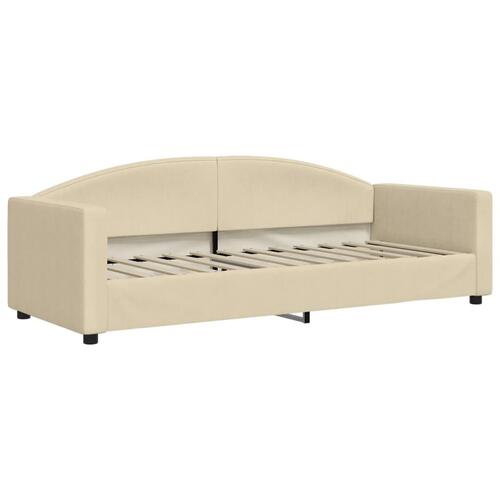 Daybed med udtræk og madras 80x200 cm stof cremefarvet