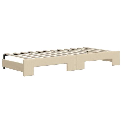 Daybed med udtræk og madras 80x200 cm stof cremefarvet