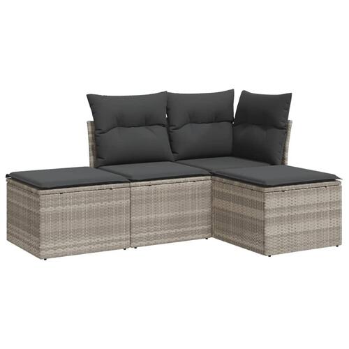 Sofasæt til haven 4 dele med hynder polyrattan lysegrå