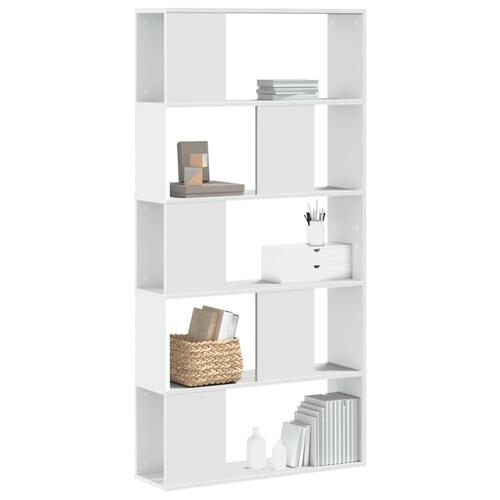 Bogreol 80,5x23,5x162,5 cm 5 hylder konstrueret træ sort