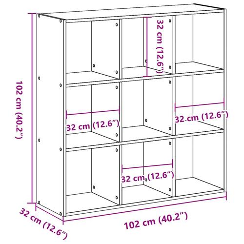 Bogreol 102x32x102 cm konstrueret træ antikt træ