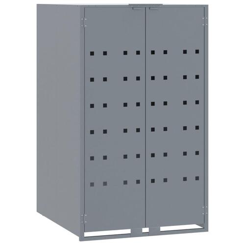 Skraldespandsskjuler 207x79x117 cm 3 rum stål grå