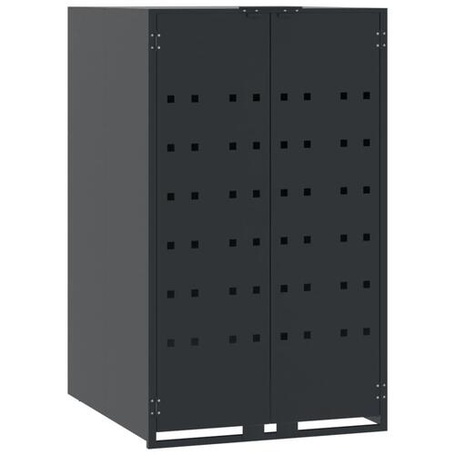 Skraldespandsskjuler 207x79x117 cm 3 rum stål antracit