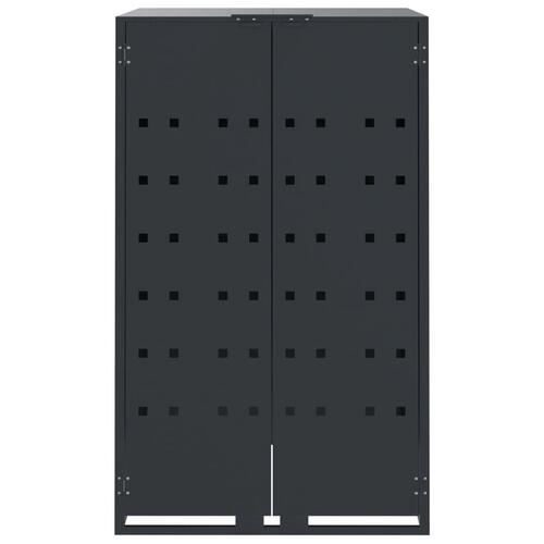 Skraldespandsskjuler 207x79x117 cm 3 rum stål antracit