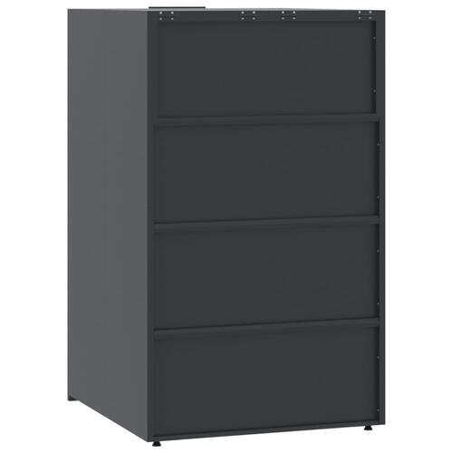 Skraldespandsskjuler 207x79x117 cm 3 rum stål antracit