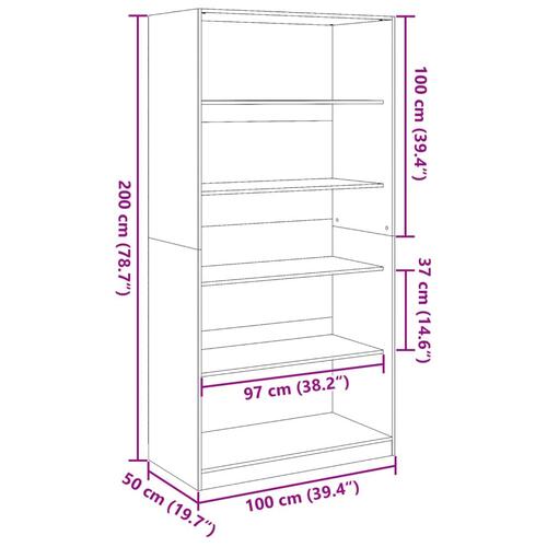 Klædeskab 100x50x200 cm konstrueret træ grå sonoma-eg