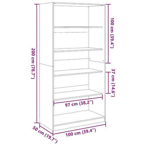 Klædeskab 100x50x200 cm konstrueret træ gammelt trælook