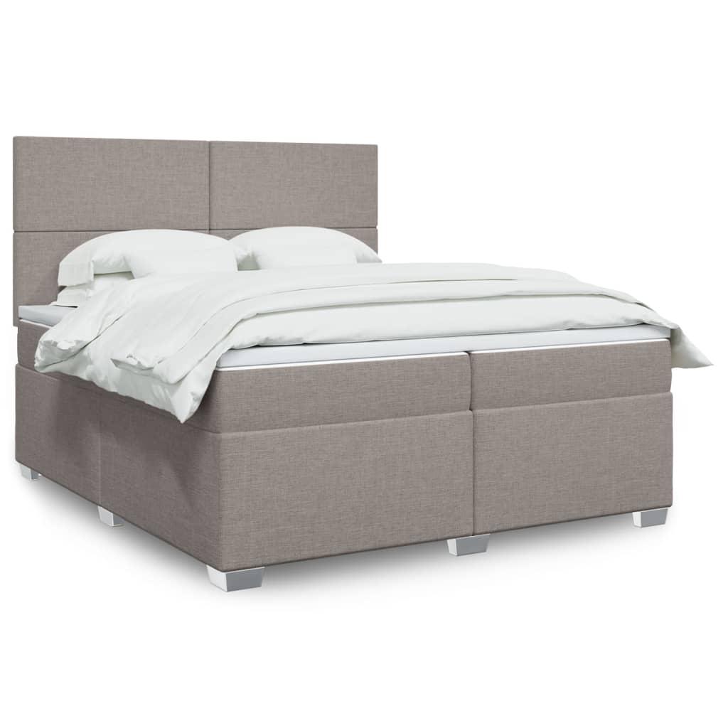 Kontinentalseng med madras og topmadras 200 x 200 cm - stof, gråbrun billede