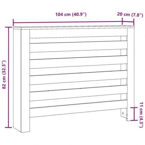 Radiatorskjuler 104x20x82 cm konstrueret træ antikt træ