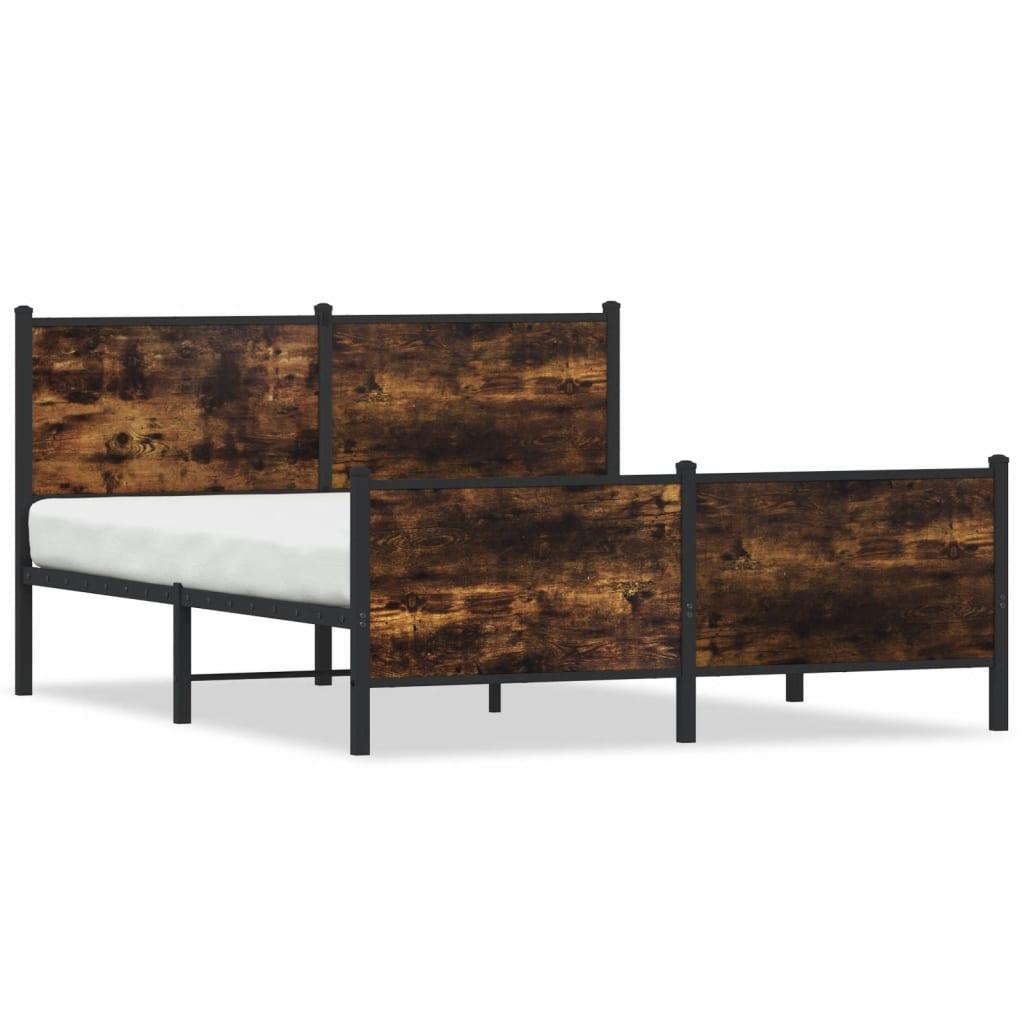 Sengeramme uden madras 137x190 cm metal røget egetræsfarve billede