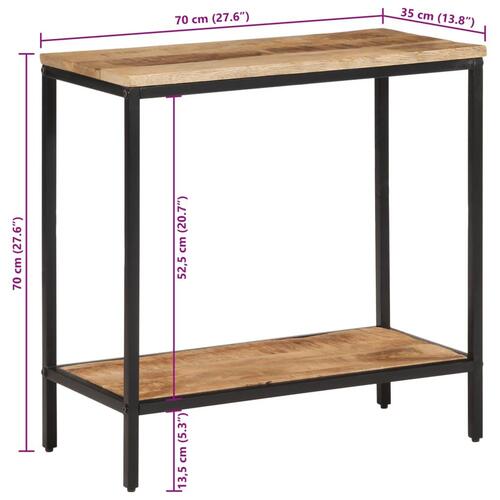 Konsolbord 70x35x70 cm massivt ru mangotræ