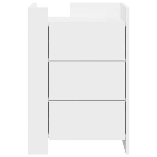 Sengebord 45x50x65 cm konstrueret træ hvid