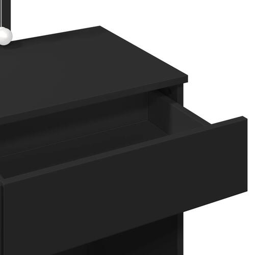 Makeupbord med LED-lys 100x40x130 cm sort