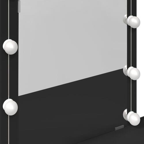 Makeupbord med LED-lys 100x40x130 cm sort