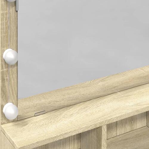 Makeupbord med LED-lys 80x41x134,5 cm brun sonoma-eg