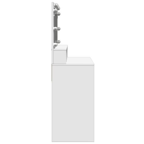 Makeupbord med LED-lys 80x41x134,5 cm hvid