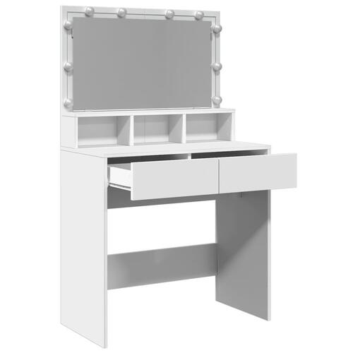 Makeupbord med LED-lys 80x41x134,5 cm hvid