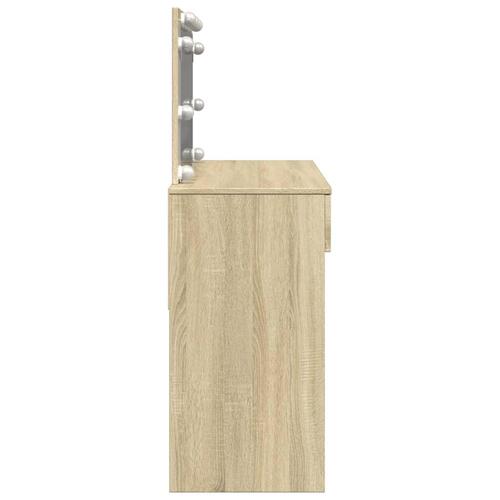 Makeupbord med LED-lys 100x40x120 cm brun sonoma-eg