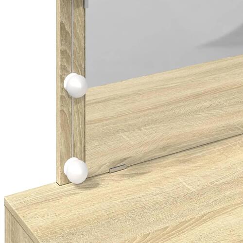 Makeupbord med LED-lys 100x40x120 cm brun sonoma-eg