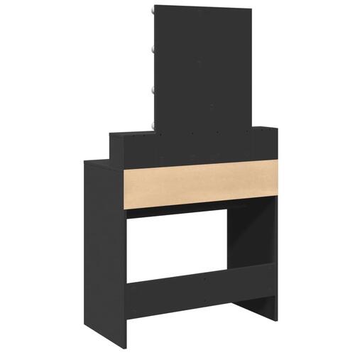 Makeupbord med LED-lys 80x41x144,5 cm sort