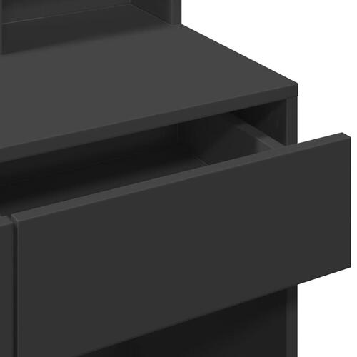 Makeupbord med LED-lys 80x41x144,5 cm sort