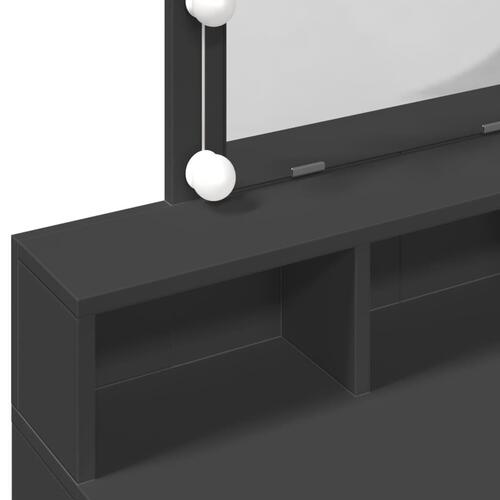 Makeupbord med LED-lys 80x41x144,5 cm sort