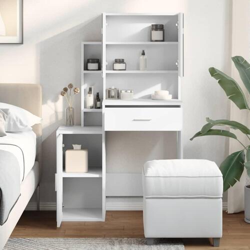 Makeupbord med skab 80x35x132 cm hvid