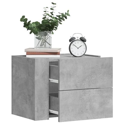 Væghængt sengebord 45x30x35 cm betongrå