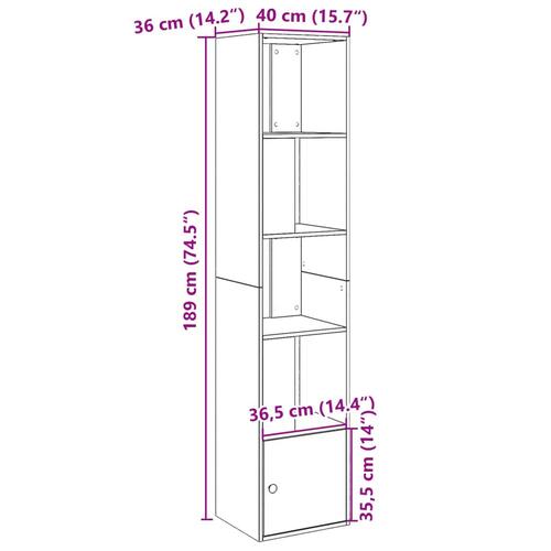 Bogreol 40x36x189 cm konstrueret træ hvid