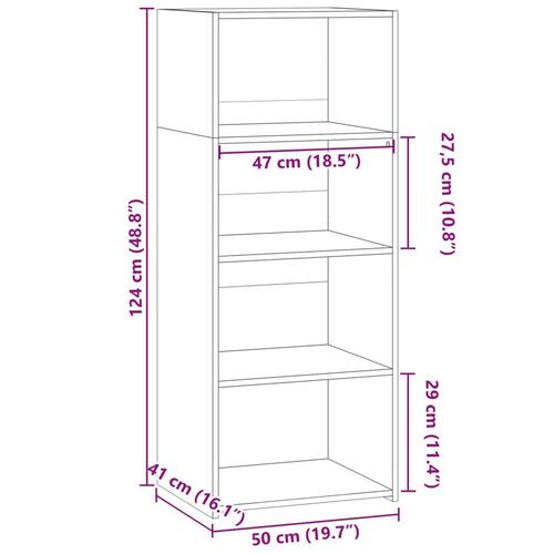 Reol 50x41x124 cm konstrueret træ hvid