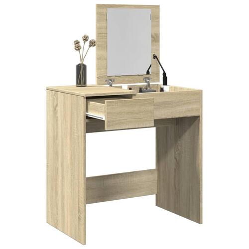 Makeupbord med spejl 73x46,5x120 cm sonoma-eg