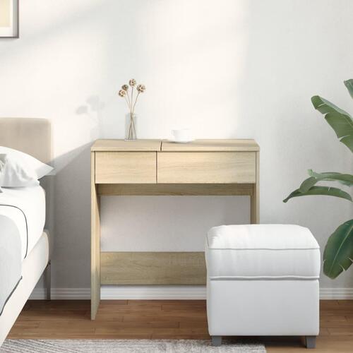 Makeupbord med spejl 73x46,5x120 cm sonoma-eg