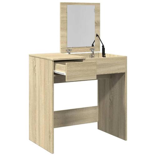 Makeupbord med spejl 73x46,5x120 cm sonoma-eg