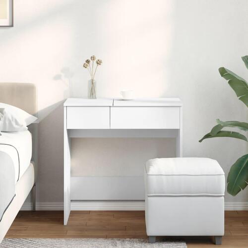Makeupbord med spejl 73x46,5x120 cm hvid