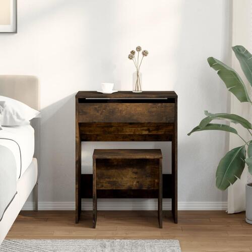 Kosmetikbord med skammel 60x40x113,5 cm røget egetræsfarve