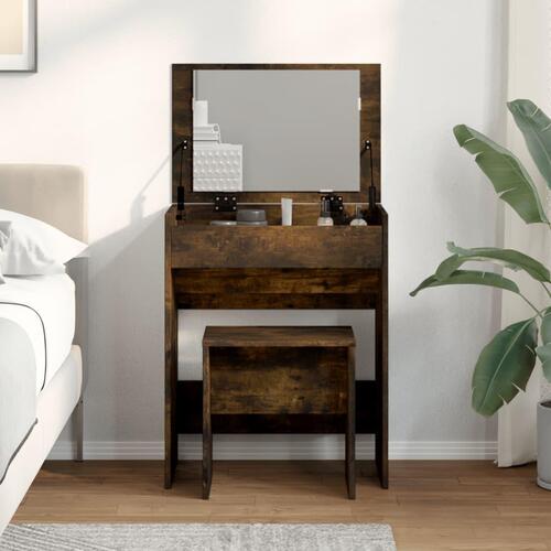 Kosmetikbord med skammel 60x40x113,5 cm røget egetræsfarve