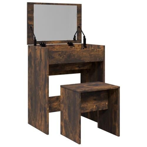 Kosmetikbord med skammel 60x40x113,5 cm røget egetræsfarve