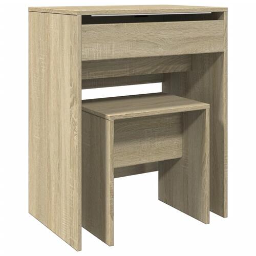Kosmetikbord med skammel 60x40x113,5 cm sonoma-eg