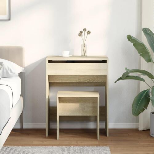 Kosmetikbord med skammel 60x40x113,5 cm sonoma-eg