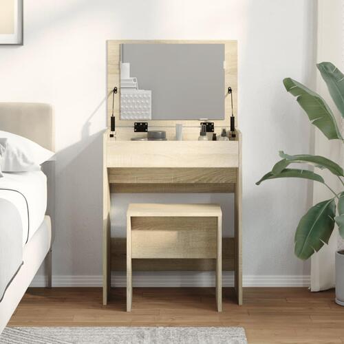 Kosmetikbord med skammel 60x40x113,5 cm sonoma-eg
