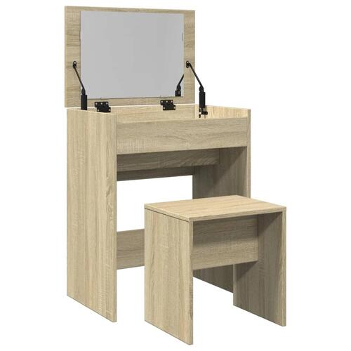 Kosmetikbord med skammel 60x40x113,5 cm sonoma-eg