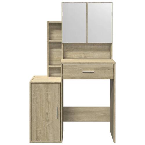 Makeupbord med skab 80x35x132 cm sonoma-eg