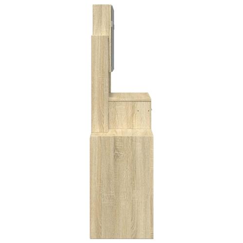Makeupbord med skab 80x35x132 cm sonoma-eg